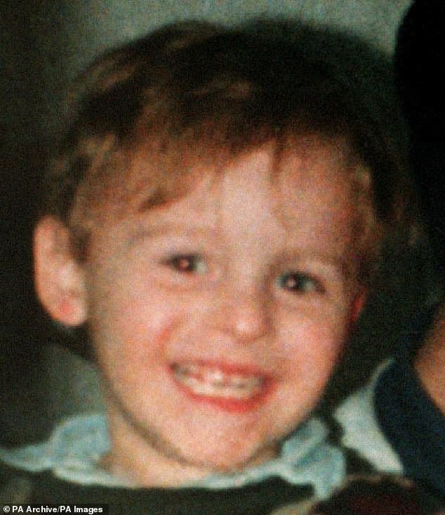 Venables and Robert Thompson, now 41, were both 10 years old when they kidnapped, tortured and murdered two-year-old James Bulger (pictured) before abandoning his mutilated body near a Liverpool railway line 30 years ago.