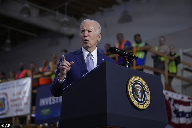 Hillary Clinton is expected to step up her role in the campaign for Biden's reelection effort.  Pictured: Biden speaking about investments in rail projects on Friday, December 8, in Las Vegas, Nevada