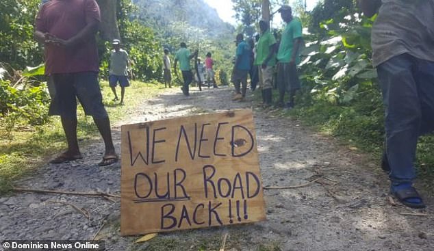 A protest on the disputed road between the two estates can be seen in this 2019 image