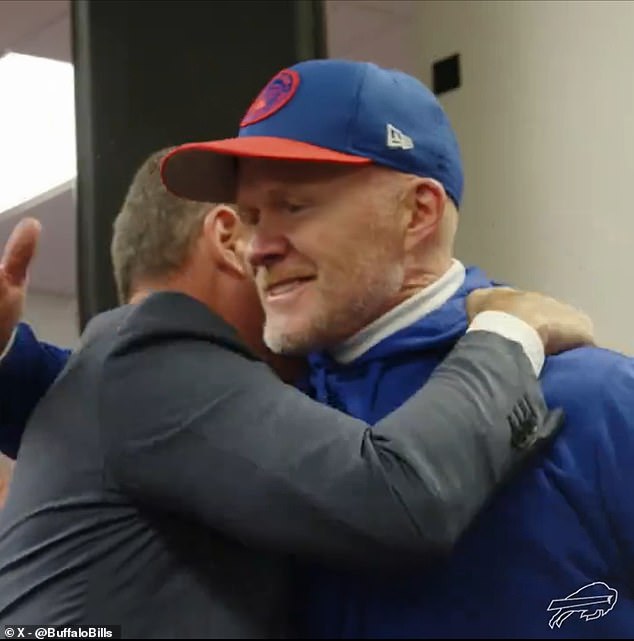 McDermott was also hugged by general manager Brandon Beane during his post-game speech