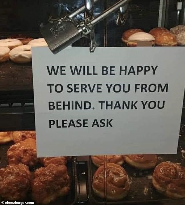 'Please ask!'  While a bakery in Perth, Australia, assured its customers they would be happy to 'serve from the back' in an unintentionally inappropriate message