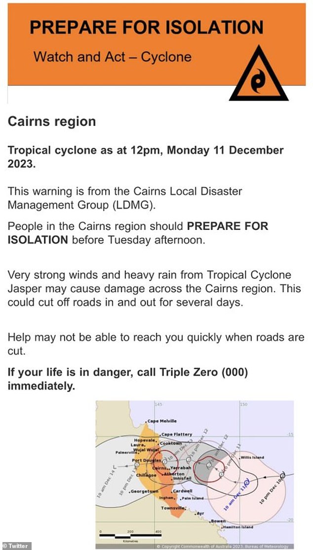 Cairns has received a Watch and Act notice as the monster storm makes its way towards the Queensland coast