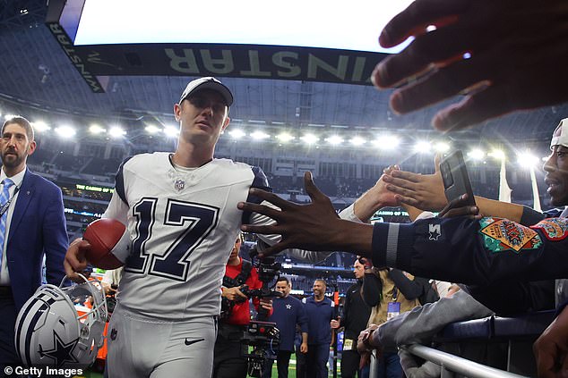 Dak Prescott threw for two touchdowns and Brandon Aubrey (pictured) made four field goals