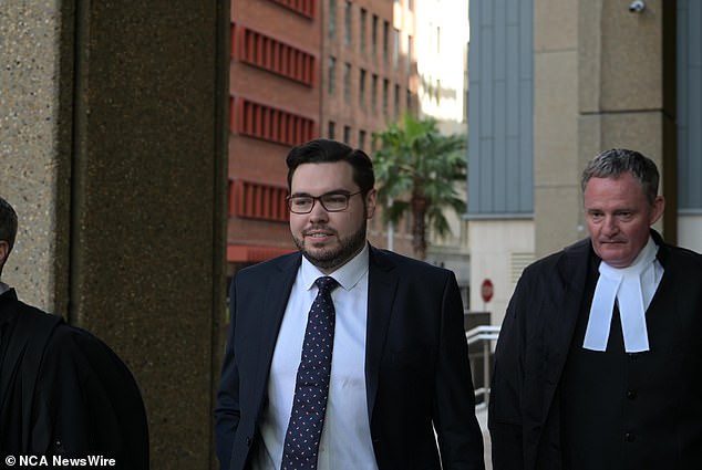 Bruce Lehrmann is photographed outside the Federal Court with his lawyer Steven Whybrow SC on Monday
