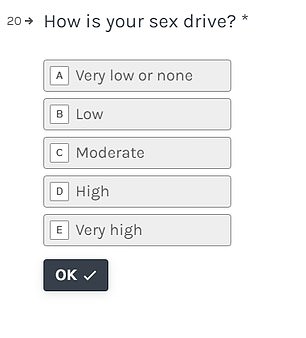 The final stages of the quiz ask you to rate your sex drive from low to very high