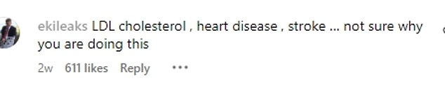 Many users were unsure about Taylor's diet, saying it looked like it could cause serious harm