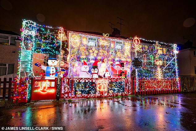 He will have to pay at least £300 on December's electricity bill for the 30,000-light and 70,000-light display.