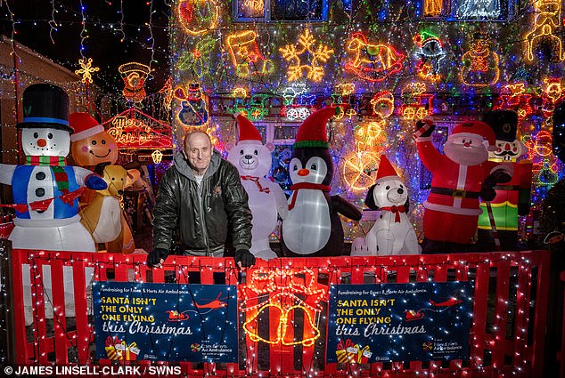 Turning on the light show requires 90 switches, which, combined with inflating each inflatable object, can take approximately 35 minutes each day