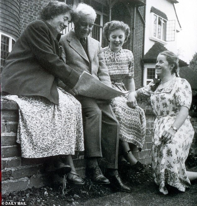 Blyton with second husband Kenneth and daughters Gillian and Imogen