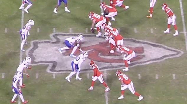 Replays showed that Kadarius Toney (below, center) was offside when the ball was kicked