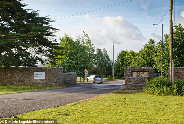 The unnamed prisoner was held at HMP Parc Prison in Bridgend (pictured), a Category B prison with a capacity of 1,652 inmates