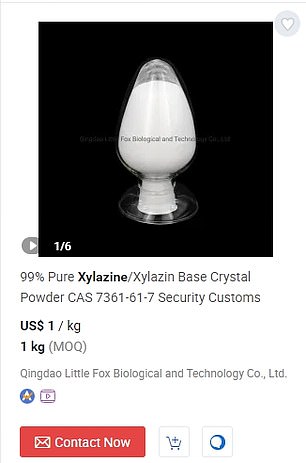 Online Chinese pharmacies list xylazine powder for as little as $1 per kilogram.  The average cost, the DEA says, is about $6-$20 per kilogram