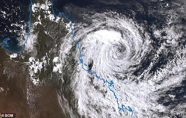 The Bureau of Meteorology has forecast that Cyclone Jasper (pictured) will make landfall within a 400km coastline between Cooktown and Innisfail on Wednesday.