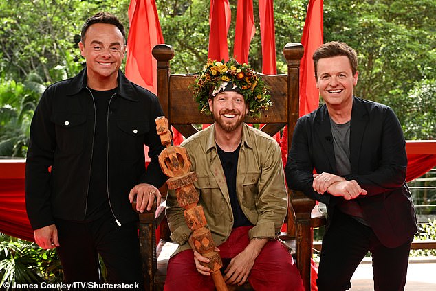 Sam was interviewed by I'm A Celebrity presenters Ant McPartlin (left) and Declan Donnelly (right) after being announced as the winner