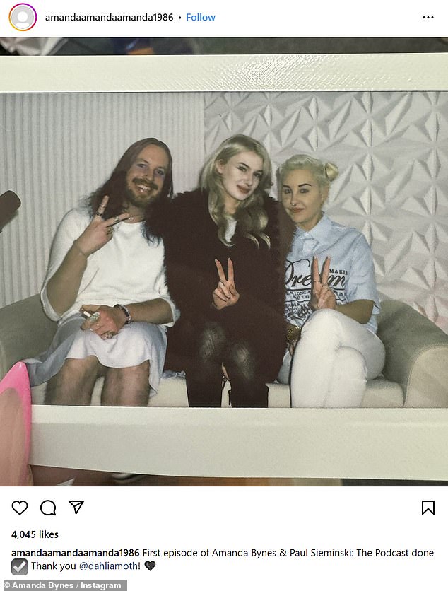 The day before, she announced the release of her debut podcast episode with her boyfriend Paul Sieminski.  She posted a movie photo on Instagram of herself with her co-host and their first guest, Dahlia Moth
