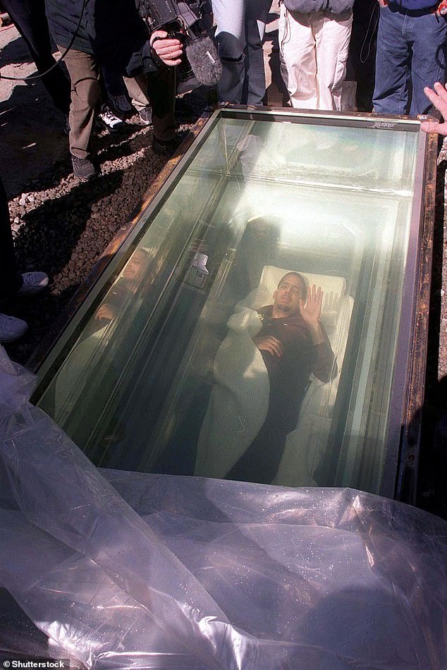 In what was his first public endurance feat, Blaine spent an entire week in a Perspex box under three tons of water outside the Trump Building in Manhattan in 1999.