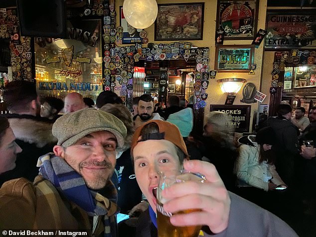 It comes just months after his father David and brother Cruz enjoyed a trip to Dublin for Cruz's 18th birthday where they drank Guinness and other drinks (pictured)