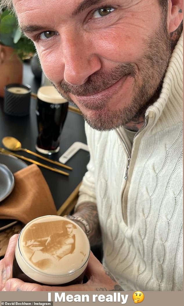 Brooklyn's enjoyment of Guinness appears to run in his family, with his father David showing off his own love for the drink as he enjoyed a personalized pint in Dublin