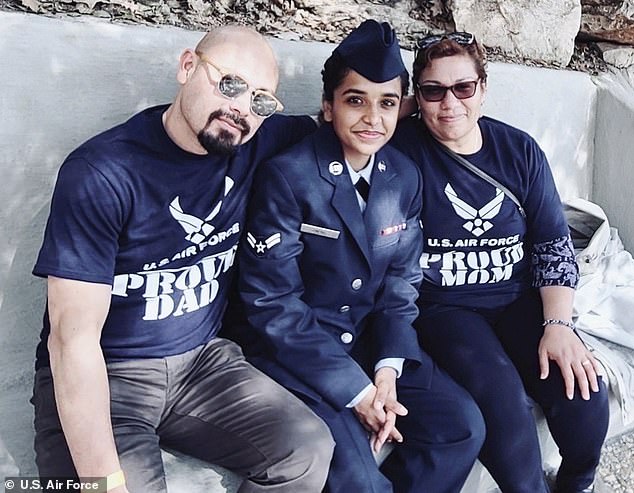 Rejected by her biological family after fleeing their home in Maryland, she found refuge with the family of a college friend, the Barrera-Abarcas, who supported her as she graduated from the Air Force.