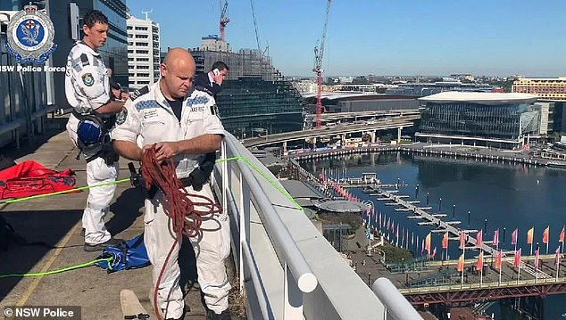 Mrs Lovell's body was found on the roof of the hotel on the first floor (photo: Police reconstruct Mrs Lovell's fall at the hotel a week after her death)