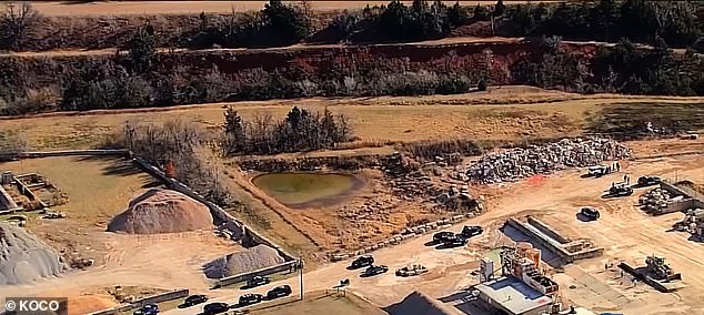A view of the crash site at Wiley Post Airport in Oklahoma City, where the plane crashed