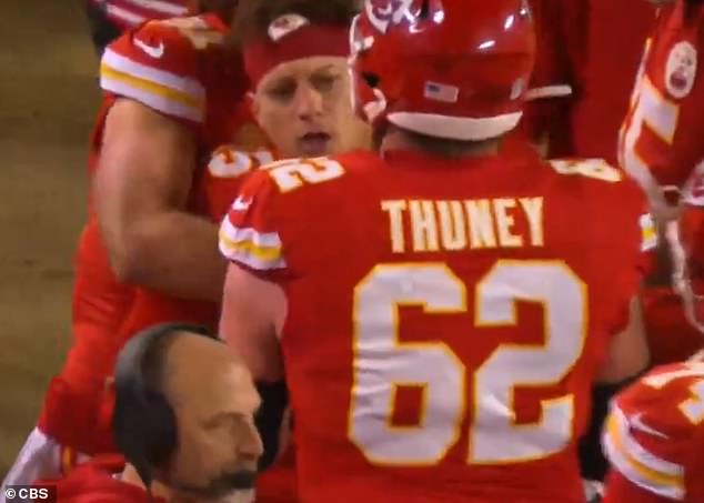 The Chiefs players stopped Mahomes when he tried to confront the officials after an offside rule