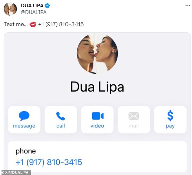 1702398380 66 Dua Lipa sends fans wild by revealing phone number on