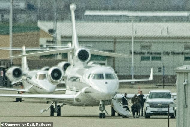 The pop star drove up at 10am this morning after a whirlwind visit to see her NFL boyfriend and his team in action at Arrowhead Stadium on Sunday