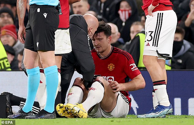 1702415658 53 Harry Maguire limps off in first half of Man Uniteds crunch