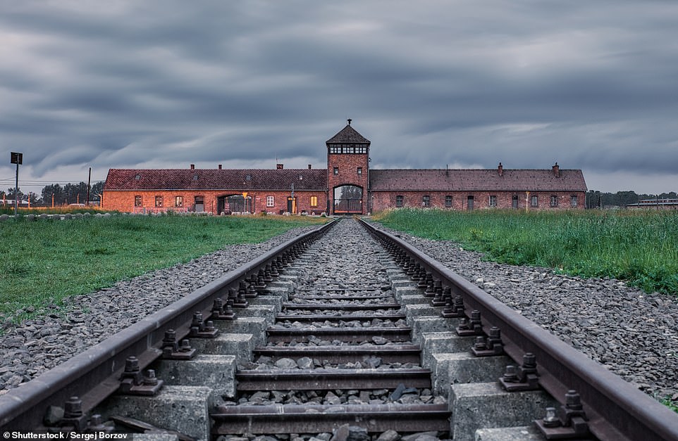 Despite strong evidence from records, remains, and testimony, many young Americans do not believe the atrocities that occurred nearly 80 years ago — and social media platforms.  Pictured is Auschwitz concentration camp in occupied Poland