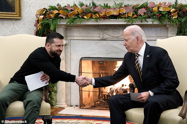 Biden shakes hands with Zelensky as they meet in the Oval Office