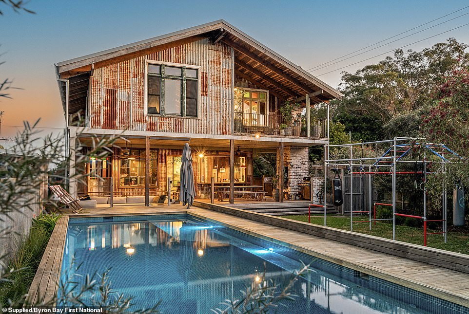 The architectural masterpiece is located on a quiet street in the coastal village of Brunswick Heads, just north of Byron Bay and an hour south of the Gold Coast