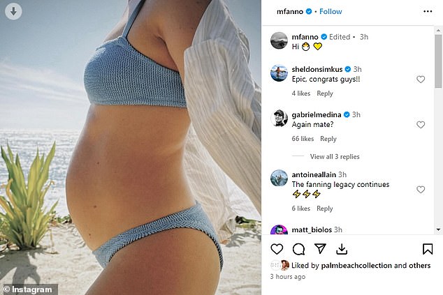 The three-time world champion revealed the incredible news to his followers by showing them a photo of his partner's baby bump, accompanied by just one word: 'Hello'