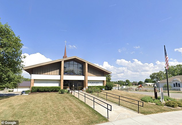 Before joining St. John the Baptist (pictured) at Fort Calhoun, Gutgsell oversaw a church in Omaha, where he stole from the congregation.  Police have ruled out a link between his embezzlement conviction and the murder