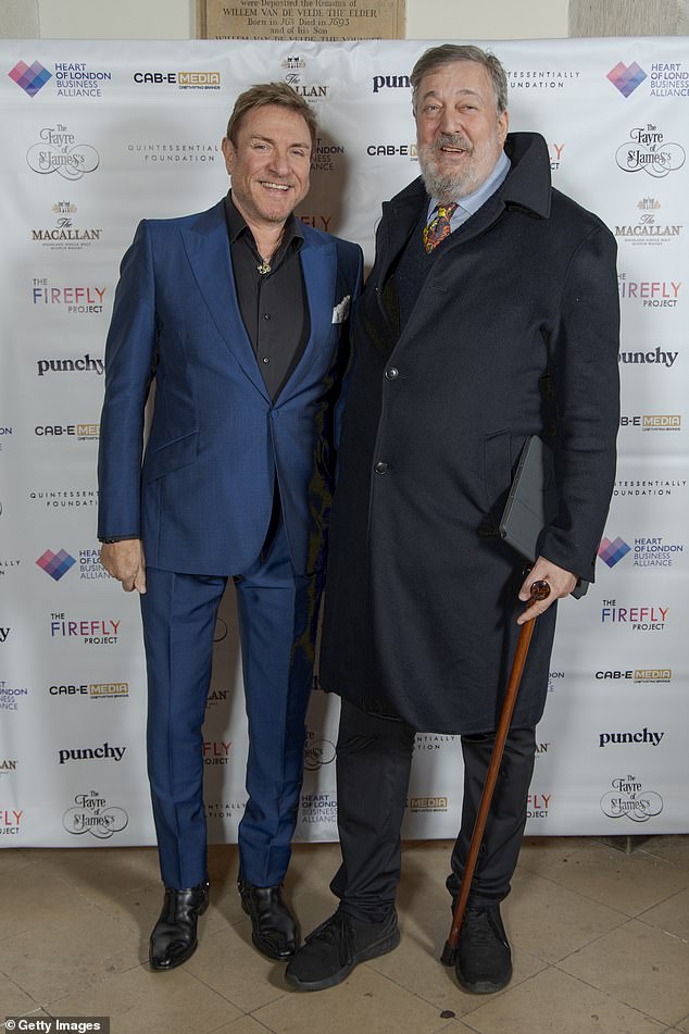 He was seen using a walking stick in November and appeared to be in good spirits at the time (pictured in November with Simon Le Bon)