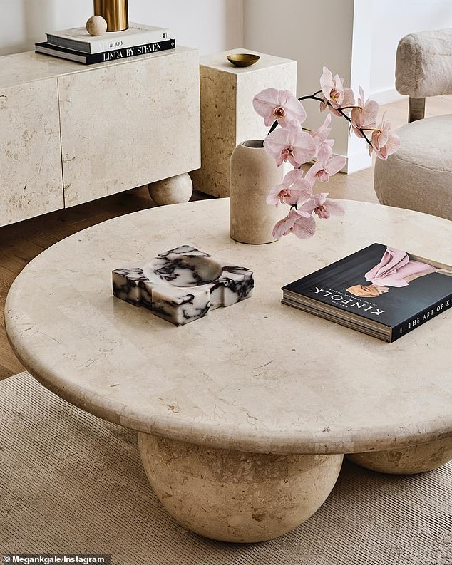 In the photo gallery, Gale shared her love of elegant furnishings, including a solid pink stone Miro coffee table and a Paradis dining table, with a tag from luxury furniture store En Gold, which brought her vision to life.