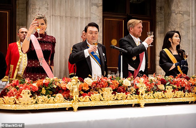 The state banquet in Amsterdam follows the trip of the South Korean president and first lady to Great Britain