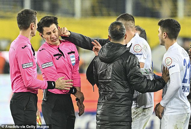 Turkish football descended into chaos on Monday evening after MKE Ankaragucu president Faruk Koca launched the vicious attack on referee Halil Umut Meler after a 1-1 draw.