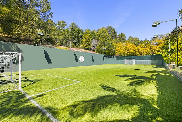 Unique to Stewart's 33,000 square meter site is a full football field.  The rock star is an outspoken Celtic FC and played frequently himself