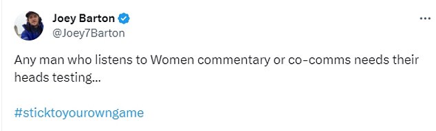 In two separate posts, he targeted both female commentators and experts in football