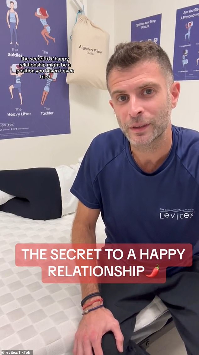 “The secret to a happy relationship may be a feature you haven't tried yet,” Leinhardt said in the video, which has been viewed more than 97,000 times.  'I do this every night with my wife'