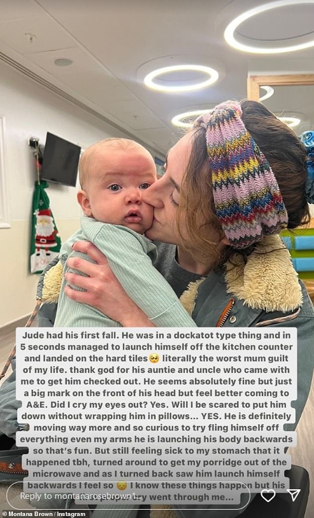 Montana shared a photo of Jude in his aunt's arms in the hospital on Instagram and revealed she had the 