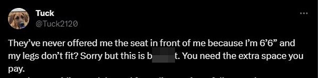 Twitter users have criticized the airline for offering accommodation to obese people but not tall people