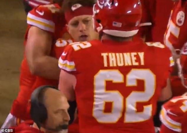 The Chiefs players stopped Mahomes when he tried to confront the officials after an offside rule