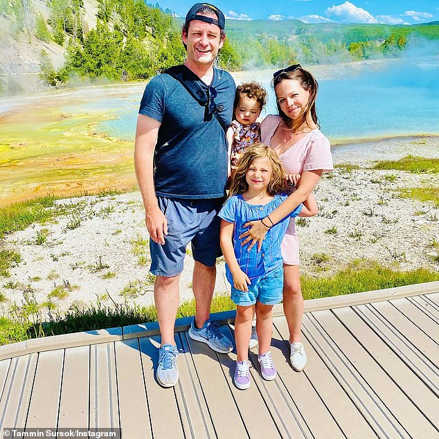 The South African actress, pictured with her husband Sean McEwen, and daughters, 10-year-old Phoenix and four-year-old Lennon, says she strives to be body positive around her children