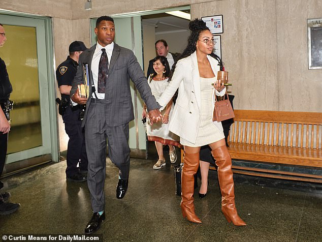 Majors faces four charges stemming from a March 25 incident in which he allegedly assaulted Jabbari.  Pictured: Majors with Good in a New York City courthouse