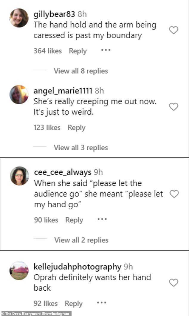 A number of commenters in the comments section upvoted a clip of the interview that Barrymore posted on her show's Instagram page and on her personal page