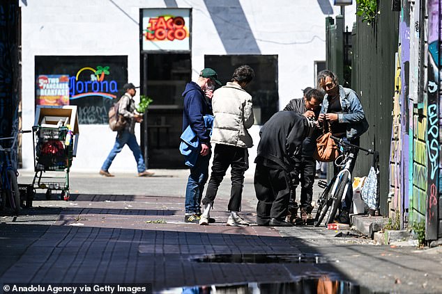 Homeless people are seen in the Mission District of San Francisco, California, United States