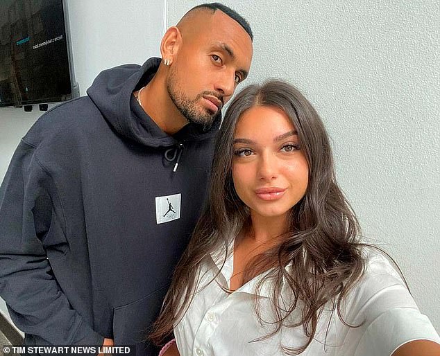 Kyrgios (pictured with girlfriend Costeen Hatzi) responded to Becker's comments and said the German was on an ego trip