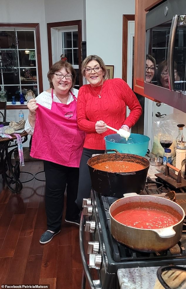 Patricia Matson (left) revealed how her daughter was 'happy and proud' after learning to make lasagna for her brother.  Matson died by suicide on Monday days after this photo was taken.